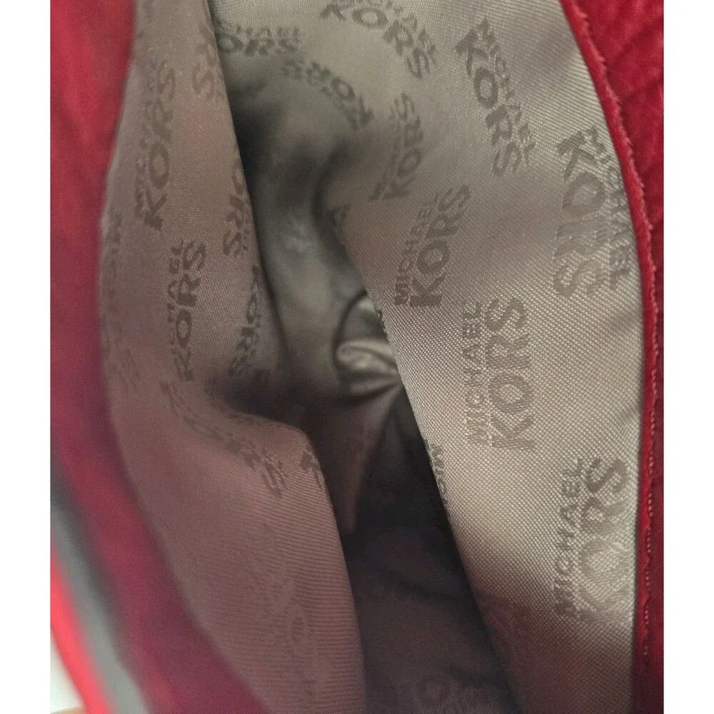 Michael Kors Red Pebbled Leather Hobo Shoulder Bag Gold Hardware 38F3XLYL3L Auth